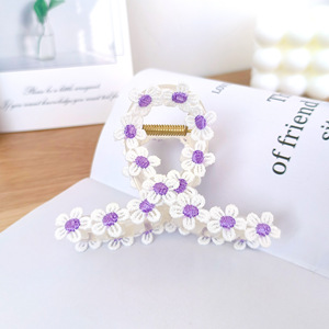 Spring <b>Flower</b> Hair Claw Clip <b>Sweet</b> Plastic Shark Clip Eco-Friendly Prom Hair Accessory Wholesale - Product Image 3