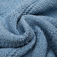 Couverture en tricot jacquard texturé à carreaux, bleu brume, en chenille douce et chaude, lavable, pliable, pour toutes les saisons