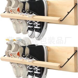 <b>Wall</b> Mounted Wooden <b>Shoe</b> <b>Rack</b> Single Layer Foldable Storage For Entryway Door Living Room Use - Product Image 5
