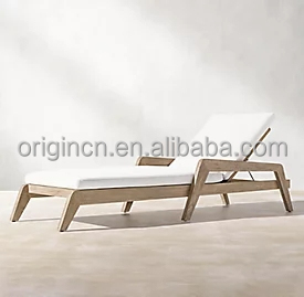 Tumbona de Madera Maciza de Teca con Reposabrazos, Tejida con Cuerda, para Exteriores, Junto a la Piscina - Product Image 2