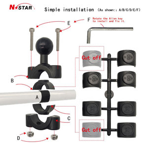 Support de téléphone pour moto N-Star, rail moyen à couple, <span class=keywords><strong>double</strong></span> rotule pour guidon de moto - Product Image 2