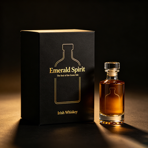 Boîte cadeau écologique personnalisée pliable avec fermeture à rabat, dorée à chaud, pour bouteille de whisky <span class=keywords><strong>irlandais</strong></span> triple distillé - Product Image 3
