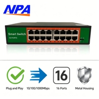 Switch Jaringan Gigabit 16 Port 10/100/1000Mbps 38Gbps Plug and Play QoS Stackable untuk Kamera IP NVR SMB Desktop