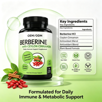 Complément Herbal OEM/ODM : Capsules de Berbérine Phytosome et Cannelle de Ceylan – Soutient la Fonction Immunitaire – Usage Adulte – 90 Capsules/Flacon