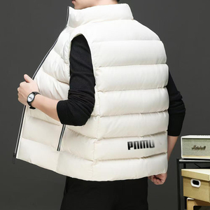 Gilet <span class=keywords><strong>Invernale</strong></span> da Uomo Lungo e Spesso, Vendita Calda, Alta Qualità, Casual, con Colletto Alto e Chiusura a Cerniera, Tinto in Capo - Product Image 3