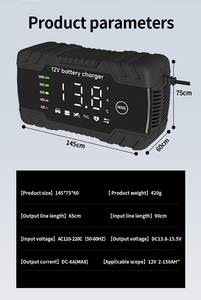 12V6A แบตเตอรี่รถยนต์รถจักรยานยนต์เครื่องชาร์จแบตเตอรี่สมาร์ทชีพจรเครื่องชาร์จแบตเตอรี่ตะกั่วกรดผลิตภัณฑ์เทคโนโลยีล่าสุดต้นฉบับ - Product Image 6