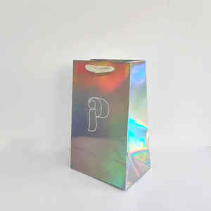 Bolsa de papel con purpurina holográfica personalizada bolsa de regalo de compras delgada con logotipo fabricado para regalos corporativos personalizados - Product Image 2