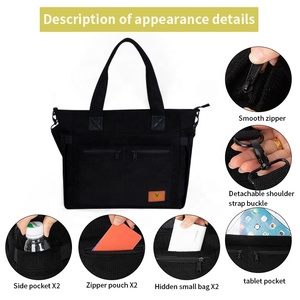 Bolso Tote de Pana con Cierre Grande, Estilo Vintage, para Viajes Diarios al Trabajo, Ligero, para Maestras, Enfermeras, con Compartimento para Laptop de 15.6 Pulgadas - Product Image 3