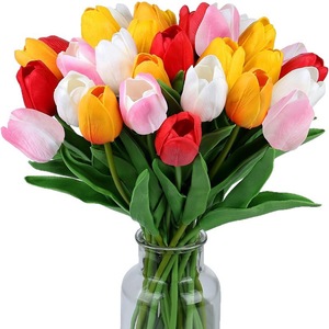 Flor de tulipán artificial de tacto real y duradero con tallos para decoración de centros de mesa en el hogar, jardín, fiestas y bodas. - Product Image 3