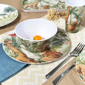 Großhandel Tropischer Regenwald Tiermuster Melamin Platzteller für Zuhause Küche Restaurant Servieren von Salat Obst Tischgeschirr - Product Image 4