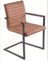Chaise de salle à manger industrielle <span class=keywords><strong>cognac</strong></span> Sillas rétro vintage de style français pour <span class=keywords><strong>restaurant</strong></span> en cuir avec cadre en métal - Product Image 3