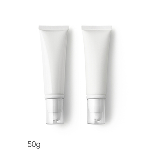 หลอดบีบเนื้อนุ่มสีขาวด้าน ขนาด 50 มล. พร้อมหัวปั๊มสุญญากาศ สำหรับใส่รองพื้นหรือครีมกันแดดแบบเติมได้ ขนาด 40 มล.  พร้อมโลโก้สั่งทำได้ - Product Image 5