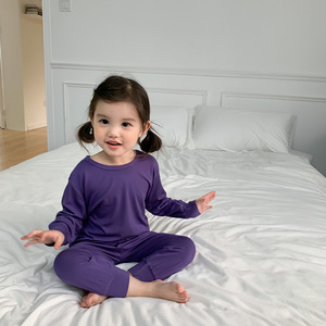 Ensemble Pyjama Taille Haute <span class=keywords><strong>2</strong></span> Pièces Style Coréen en Modal pour Enfants, Vêtements de Nuit Confortables pour Bébés Filles et Garçons de 1 à 8 <span class=keywords><strong>Ans</strong></span> (Collection 2026) - Product Image 3