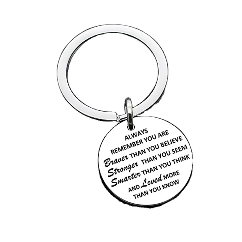 Inspirerende Sleutelhanger Geschenken Onthoud Altijd Dat Je Moediger Sterker Slimmer Bent dan Je Denkt Sleutelhanger Voor Zoon Vrienden Jongen Sleutelhanger