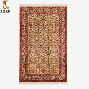 YUXIANG-alfombra de estilo Oriental, tapete de 5x8 pulgadas, tejido a mano, 100% seda persa, de seda tradicional