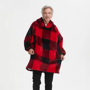 Sherpa en polaire épaisse et chaude personnalisée, couverture à capuche pour vieux cadeau de papa maman grand-mère grand-père