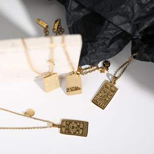 <span class=keywords><strong>2022</strong></span> Venta caliente collar con colgante cuadrado collar de acero inoxidable de alta calidad collar único del zodiaco para mujeres niñas - Product Image 3