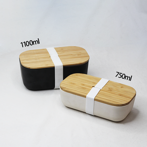 Boîte à lunch écologique personnalisée, biodégradable, étanche, en fibre de bambou, boîte à lunch <span class=keywords><strong>bento</strong></span> avec couvercle en bambou - Product Image 1