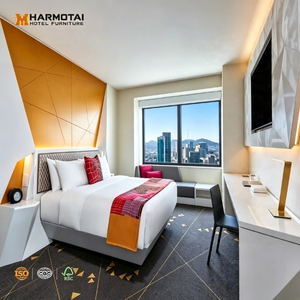 Juego de Muebles de Madera Ecológicos y Duraderos de Estilo Geométrico Moderno para Hoteles Comerciales, Uso en Apartamentos, Cama Tapizada para Habitación Completa - Product Image 2
