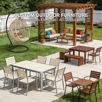 Table de jardin en aluminium à faible entretien - Résistante aux UV et aux décolorations pour les espaces extérieurs familiaux très fréquentés