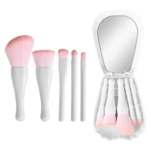 Wholesale Mini Portable Professional Vegan Cosmetic Brush Kit 5pcs Travel Makeup Brush Set For Foundation And Concealer