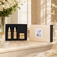 Coffret Cadeau Trio Soins de la Peau Haut de Gamme avec Couvercle et Base, Embossage, Matériaux Recyclés, Tailles Personnalisables, Carton Gris Métallisé Brossé 3