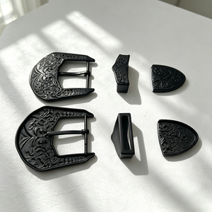 Kit de Hebilla de Cinturón Grabada de Alta Calidad, Estilo Vaquero, de Aleación Antigua, Juego de 3 Piezas para Cinturones de Cuero, Estilo Vaquero y Uso Diario - Product Image 5