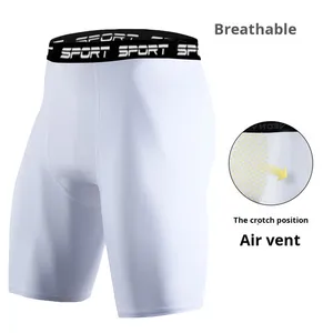 กางเกงเลกกิ้งกีฬาผู้ชายผ้าโพลีเอสเตอร์แบบแห้งเร็ว ระบายอากาศได้ดี พิมพ์โลโก้ได้ตามต้องการ สำหรับออกกำลังกาย วิ่ง ฟิตเนส รับผลิตแบบ OEM จำนวนมาก - Product Image 6