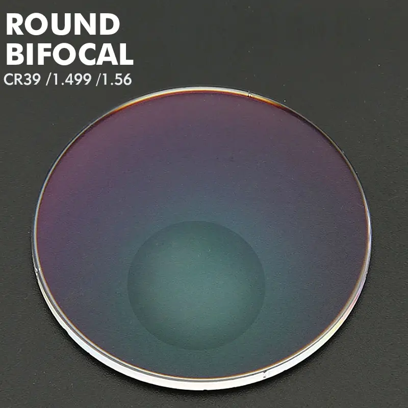 Fabrieksprijs Cr39 1.499 1.56 Ronde Bifocale Platte Bovenkant 70/28 Vorm Uc Hc Optische Lens