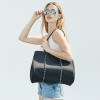 Sac fourre-tout en néoprène imperméable à la mode de créateur personnalisé en usine broderie à fermeture ouverte pour les femmes été automne voyage utilisation à la plage