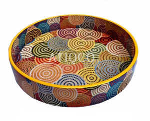 Hấp dẫn màu hồng hoa tròn <span class=keywords><strong>MDF</strong></span> khay sơn in nhiều màu | thực phẩm trang trí phục vụ khay gỗ Đồ dùng nhà bếp - Product Image 4