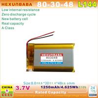 803048 3.7V 1250mAh 2 kabel baterai Li-Ion polimer untuk Speaker MP3 L144