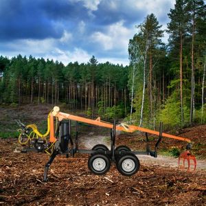 Remorque à bûches Wontide 4.5M par Wontide Machine forestière approuvée CE, moteur à essence et grue inclus, convient aux tracteurs et aux quads - Product Image 1