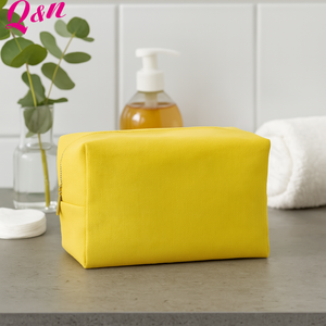 Q&N Custom Multi-Purpose Yellow Makeup <b>Bag</b> <b>Large</b> <b>Travel</b>-Friendly <b>Cosmetic</b> Pouch with Portable Zipper Closure Reusable - Product Image 3