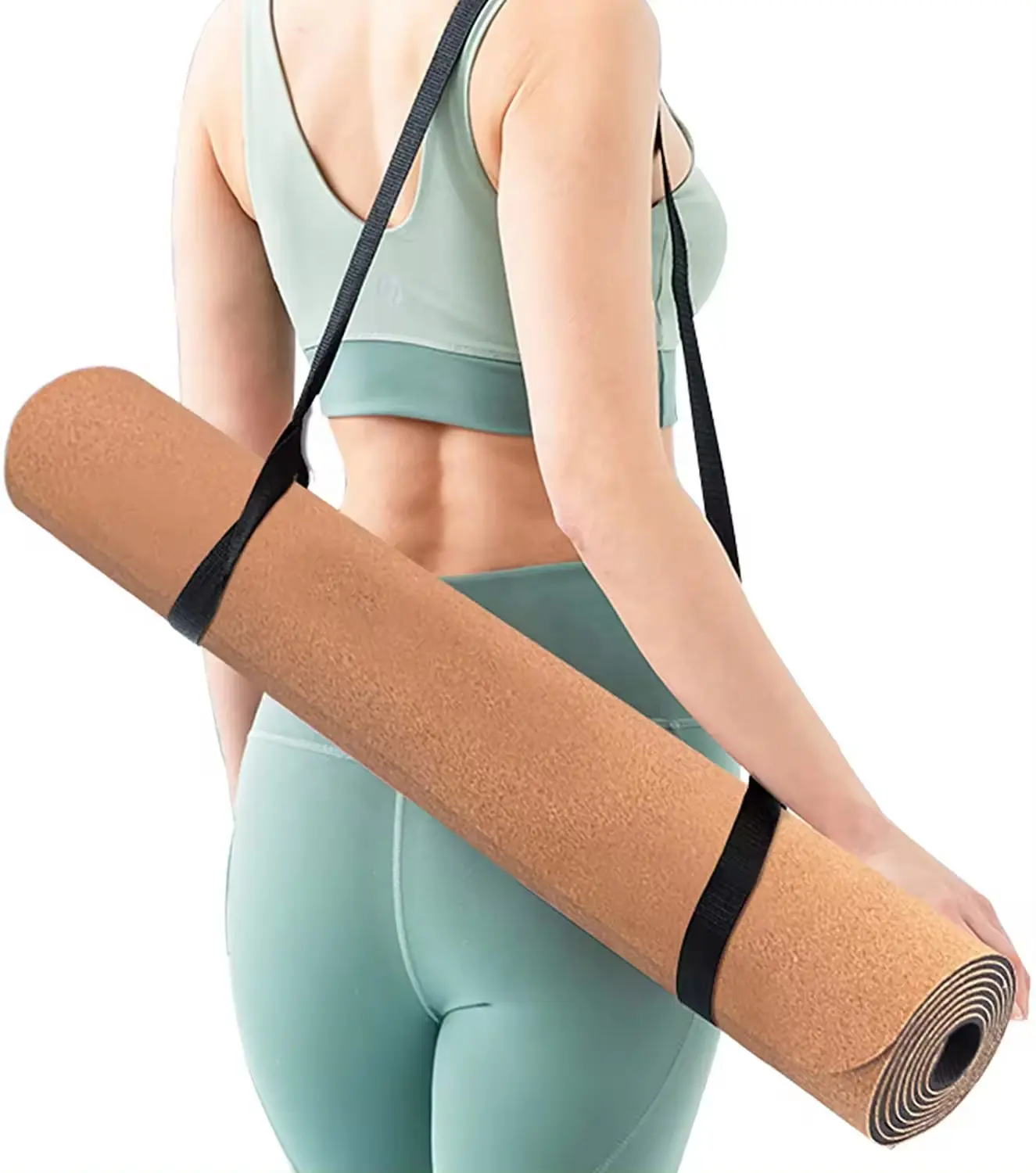 Umicca doğal mantar Yoga Mat kauçuk özel baskı biyobozunur mantar kauçuk katlanır Yoga Mat yuvarlak