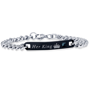 Yiwu Ruigang สร้อยข้อมือคู่รักของเขาและเธอทำจากสเตนเลสสตีลพร้อมเพชร - Product Image 3