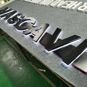 핫 잘 팔리는 벽-잘 고정 된 black 닦 았 백라이트 sign company name Logo 백라이트 와 raceway bracket