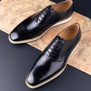 أحذية رياضية من الجلد الأصلي للرجال للبيع بالجملة ، أحذية ترفيهية للمكتب ، مصنوعة يدويًا من أسفل المطاط على الطراز الرسمي - Product Image 4