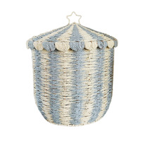 Panier de rangement en osier rayé style cirque, tissé à la main, panier à linge pour chambre d'enfant, organisateur de jouets