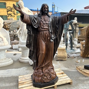Statue de prière agenouillée grandeur nature en bronze coulé, Jésus, décoration personnalisée pour cimetière et église BLVE - Product Image 2