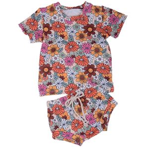 Venta al por Mayor de Conjuntos de Pijamas Cortos de Manga Corta con Estampado de Leopardo para Bebés Niñas, Poliéster/Algodón, Cómodos, Personalizados - Product Image 4