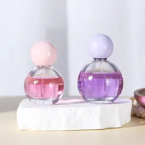Luxe Ontwerp 50Ml Schattige Op Maat Gemaakte Lege Parfum Verstuiver Glazen Bolvormige Fles