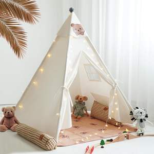 Maison de jeu pour enfants en toile de coton doux jouet indien tentes en bois avec lumière <span class=keywords><strong>et</strong></span> <span class=keywords><strong>tapis</strong></span> pour enfants - Product Image 1