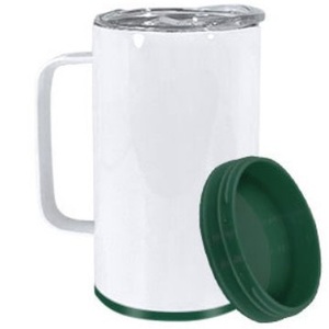 Mug à café en acier inoxydable à double paroi isolé sous vide de haute qualité, 16 oz, blanc, avec poignée, sans BPA, anti-fuite, pour le camping - Product Image 3