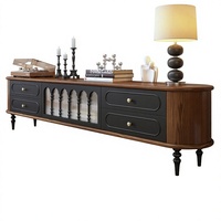Meuble TV vintage en bois massif de style français, meuble de rangement rétro de style médiéval pour salon, meuble TV sur pied intégré