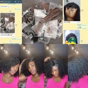 Peluca Rizada Birmana Color <span class=keywords><strong>Castaño</strong></span> Oscuro Degradado, Sin Pegamento, con Cordón Elástico, Ajuste Cómodo, Lista para Usar, con Puntas en Espiral - Product Image 6