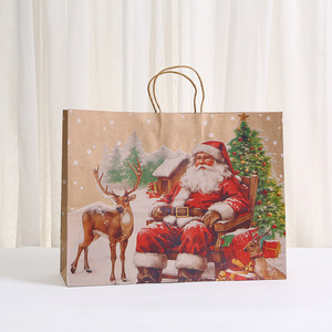 Bolsa de Regalo de la Colección Navideña, Bolsa de Papel Kraft, Santa Claus, Reno, Gran Capacidad, Estilo para Llevar, Venta al por Mayor - Product Image 2