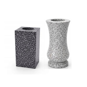 Jarrón de Granito Art Deco para Exteriores, Redondo, Negro, de 28 cm, para Exhibición de Flores en Cementerios y Conmemoraciones Duraderas - Product Image 1