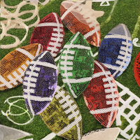 Offre Spéciale – Écussons thermocollants en feutre non tissé écologique, motif ballon de rugby, forme nœud, avec sequins sportifs pour vêtements et chapeaux