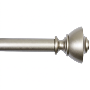 Classic <b>Silver</b> <b>Curtain</b> <b>Pole</b> with Finials Traditional Style 0.75-0.99 Inch Diameter Anti Rust Finish - Product Image 2
